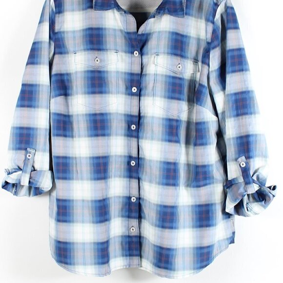 Eddie Bauer Long Sleeve Button Down Plaid Shirt - XL P2P 23" - Picture 2 of 7